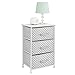 mDesign 3-Drawer Vertical Dresser Storage Tower - Sturdy Steel Frame, Wood Top and Easy Pull Fabric Bins - Multi-Bin Organizer Unit for Child/Kids Bedroom or Nursery - Light Gray with White Polka Dots