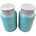 Vintage Style, Ceramic Salt and Pepper Shakers (Large 8 oz), Mason Jar Inspired - Set of 2 | Modern Farmhouse | Retro, Decorative, Durable and Functional by My Fancy Farmhouse (4 3/4 Inch Blue)