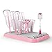 Sankoo Baby Bottle Drying Rack with Tray，High Capacity Foldable Countertop Bottle Holder for Bottles, Teats, Cups, Pump Parts and Accessories (Pink)