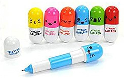 Newaey Lovely Cute Novelty Creative Lovely Pill Shape Pens Office School Supply Stationery Pen (6PCS)