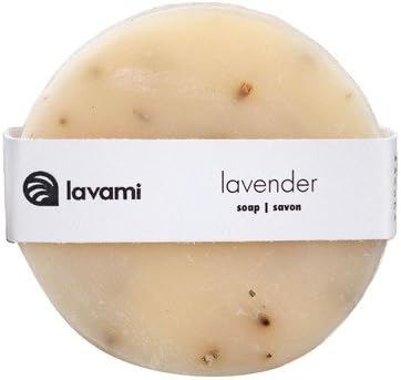 Lavami Lavender Hand &amp; Body Soap with Organic Canola Oil, Sustainable Palm Oil, Lye, Lavender Essential Oil and Lavender Petals, Natural, Vegan, Gluten Free and Non-GMO, Made in Canada, 90 g
