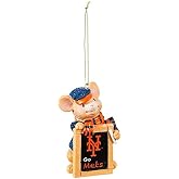 MLB Holiday Mouse with Chalkboard, Baseball Team Logo and Colors Hanging Ornament (New York Mets)