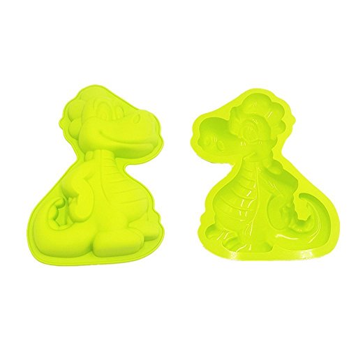 Dinosaur Shaped Small Birthday Cake Mold | Novelty Silicone Cake Pan for Kids | Premium Food-grade Silicone Baking Mold Tray | 9.45 x 1.57 x 6.69 Inches