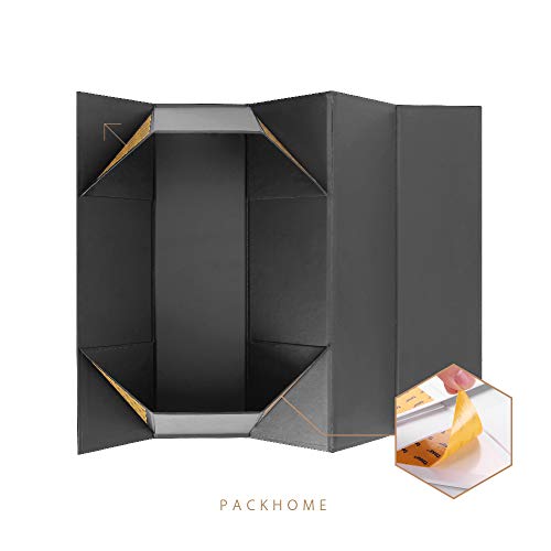 PACKHOME Wine Gift Boxes（13.5" x 4.5" x 4"）, Bottle Gift Boxes for Liquor and Champagne, Magnetic Closure Collapsible Gift Boxes (6 Boxes/Matte Black) - Thumbnail 4