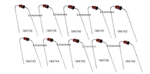 Zener Diodes Kit, 1W Axial Leads Through Hole Power Diode Assorted Assortment Box Kit Set (8.2V/9.1V/10V/11V/12V/13V/15V/16V/18V/22V), Range 1N4738~1N4748,Pack of 100, by Ltvystore