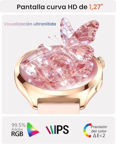 Fitonme Women's Smart Watch Calls, 1.27 Inch HD Curved Screen, SpO2 Sleep Heart Rate Monitor, 120+ Sports Modes, Waterproof IP68, Women's Smartwatch for Android iOS (Rose Gold)