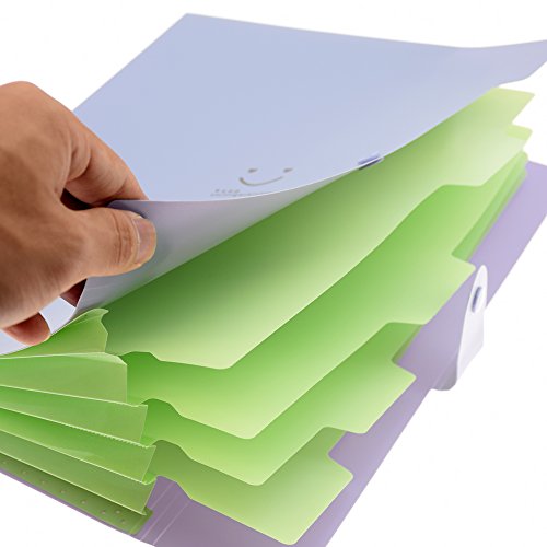 Colored Paper Accordion File Folders,3 Color Decorative Expanding File,Plastic Portable Desktop Document Organizer for School and Office,5-Pocket,Use A4 Letter Size,3 in a Pack (Multicolored)
