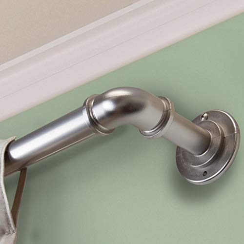 InStyleDesign Modern Industrial Steel Pipe 1-inch Dia. Adj Curtain Rod Black 84 to 120 inches Black Finish
