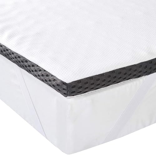Amazon Basics Memoryschaum Matratzenauflage mit Bändern,140 x 190 cm, 4 cm Höhe, weiß