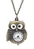 Godagoda Antique Bronze Color Owl Shape Animal Pocket Watch