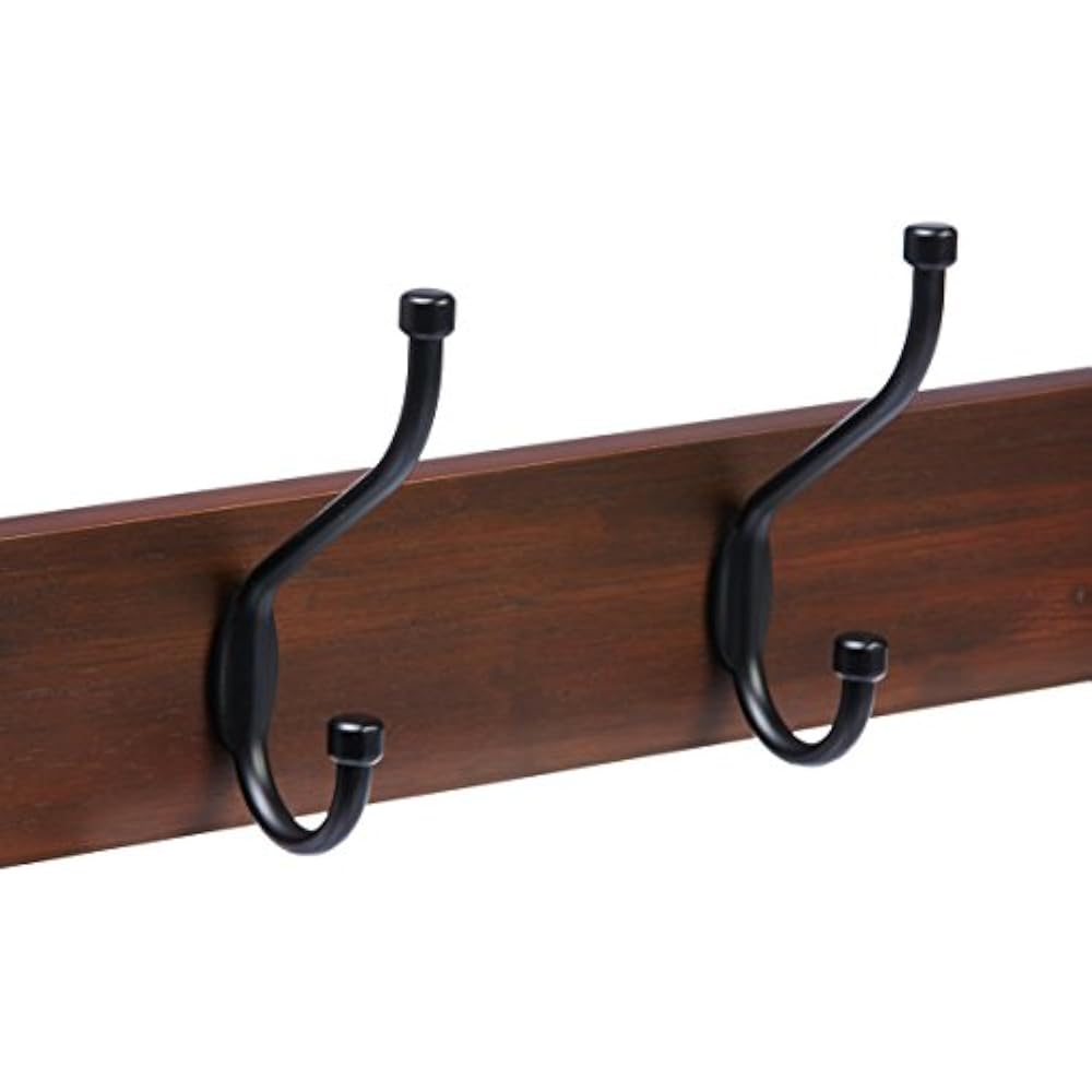 WallMounted Farmhouse Coat Rack, 5 Standard Hooks, Light Walnut Home
