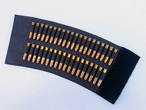 vsdfvsdfv .22 .17/.38.357/.45 Cartridge Belt Slide Pistol Ammunition Carrier Leather (Black.22/.17)