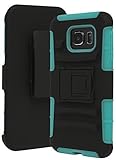 Galaxy S7 Case, Bastex Heavy Duty Hybrid Rubber Silicone Cover with Protective Kickstand Holster Belt Clip Case for Samsung Galaxy S7 (Teal/Holster)
