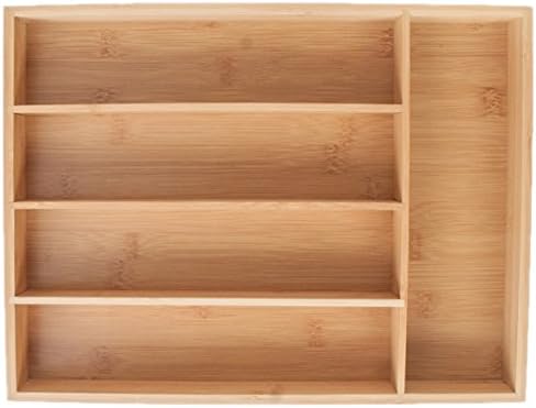 Gianchy Bamboo Cutlery Tray Stylish Utensil Drawer Organizer from Natural Bamboo, Double-Wall Reinforced Construction & Rubber Base for Stability, Must-Have Kitchen Utensil Accessory