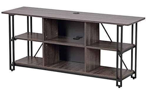 Bizzoelife Entertainment Center TV Stand Console Table 54 Inches Industrial Media Stand 3-Tier with Open Storage Shelf, Rustic
