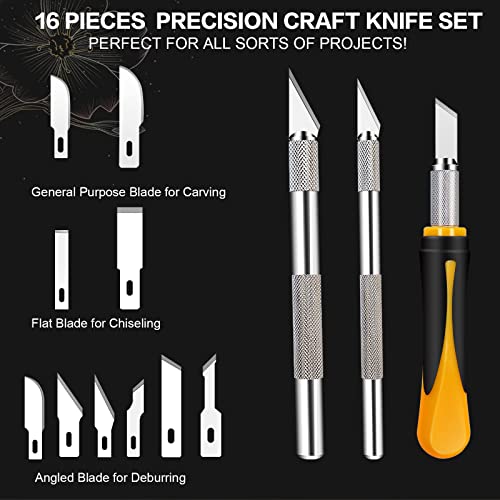 16 PCS Precision Craft Knife Set Exacto Knife Kit with 13 Sharp Art
