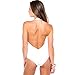 May&Maya Women's Halter Strap Deep Plunging V-Neck Bodysuit (M, White)