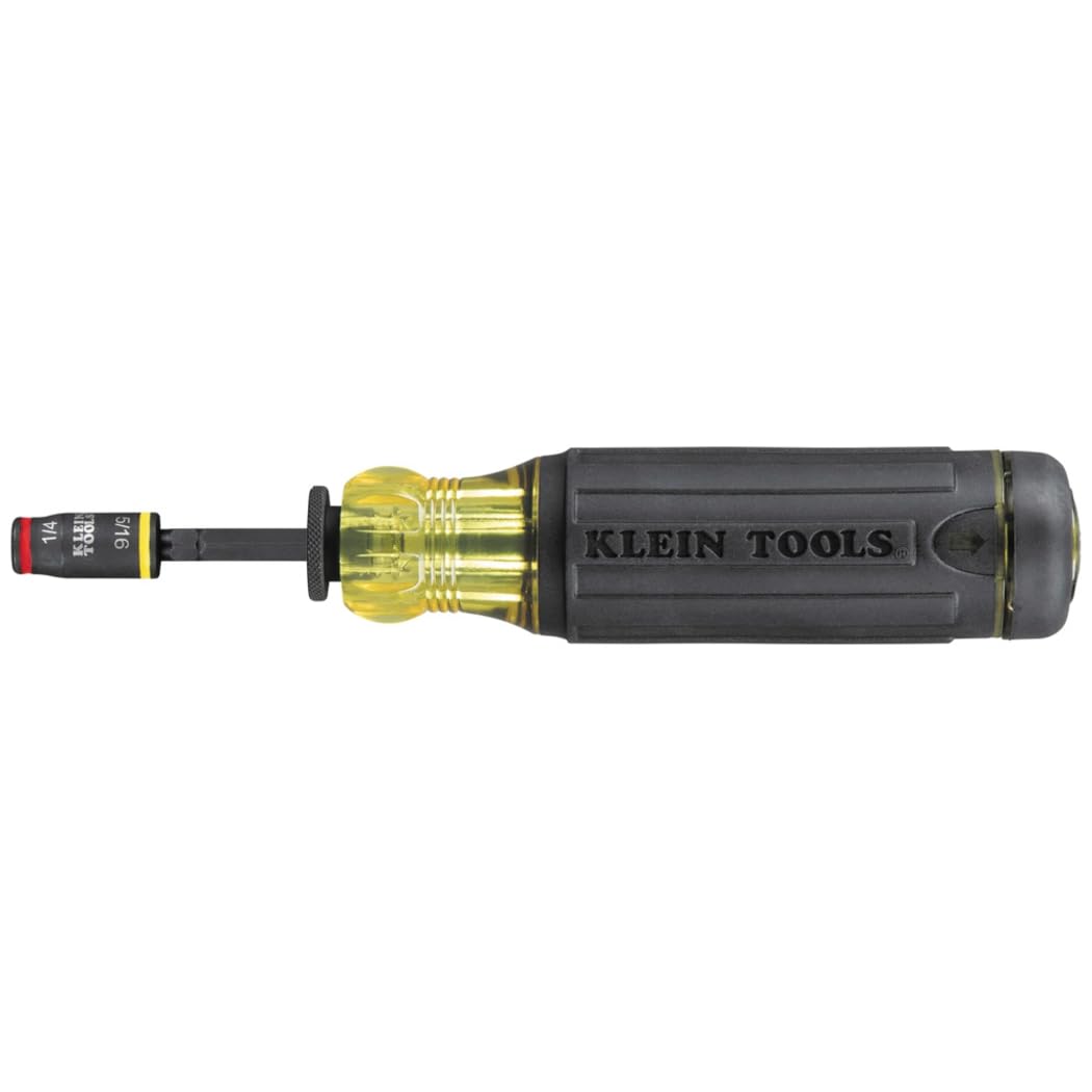 Klein Tools 32304 Screwdriver, 14-in-1 Adjustable Screwdriver with Flip Socket, HVAC Nut Drivers and Bits, Impact Rated