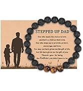 HGDEER Father Day Gifts, 8mm Natural Tiger Eye/Lava/Rock Stone Yoga Mens Bracelet for Dad Stepdad...