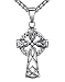 Aoiy Men's Stainless Steel Celtic Cross Filigree Irish Knot Large Pendant Necklace, 24