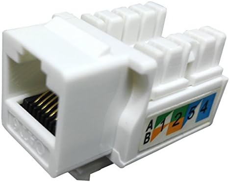 RJ45 Keystone Jack Ethernet Punch Down Cat 5 5e 6 Inserts Network Module (10-Pack White)