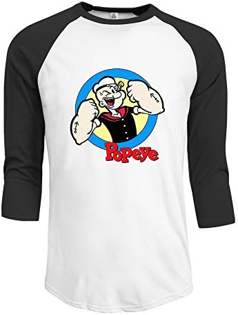 Popeye The Sailor Animated Cartoons 3/4 Sleeve Raglan Tops Shirt Round Collar