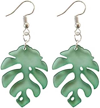 huihuay Acrylic Green Leaf Shape Earring Dangle Drop Tortoise Shell Charm Jewelry Women