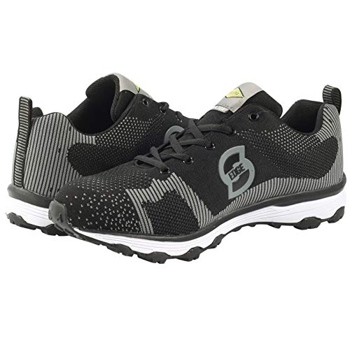 Safety Toe Athletic Shoes - Trainer Style, Steel Toe Shoe Sneakers - Steel Toe Plus Slip Resistant and Electrical Hazard Resistant - Black/Grey - (8) - Thumbnail 3