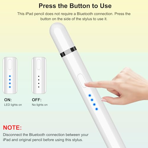 Pencil 1st Generation for iPad (2018-2026), 20 Mins Quick Charge with Tilt & Palm Rejection, Pen for iPad Compatible with i-Pad Air 3/4/5/M2/M3, Mini 5/6, i-Pad 6-11, Pro 11"/12.9"/13" M4 (White)