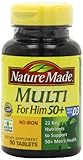 Nature Made Multi for Him 50+ Multiple Vitamin and Mineral Supplement Tablets, 90-Count (Pack of 2)