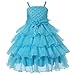 Richie House Girl's Layered Dress with Rosette and Pearl Accents RH0918-D-6/7-FBA,Light Blue