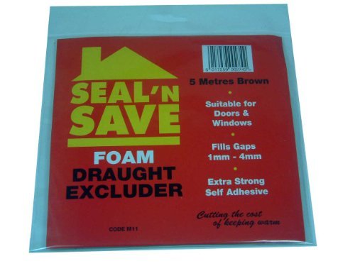 5 metre roll of self adhesive foam draught excluder - brown. by seal n save