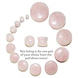 Pair of Double Flare Genuine Rose Quartz Stone Organic Ear Plugs 10G-1