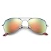JM Retro Mirror Aviator Sunglasses for Men Women Metal Frame Sun Glasses UV 400 Protection (Gold/Pink)