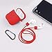 AirPods Protective Case, 3 in 1 Silicone Headphones Accessories Cover Skin Dustproof for Apple Airpods Charging Case with Keychain and Sports/Anti-Lost Strap(Red)