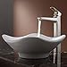 KRAUS Elavo Modern Art Vessel White Porcelain Ceramic Bathroom Sink, 15 3/4 inch KCV-135