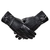 QNLYCZY Winter women's classic leather touch screen texting plus velvet warm driving leather gloves (super soft lining)