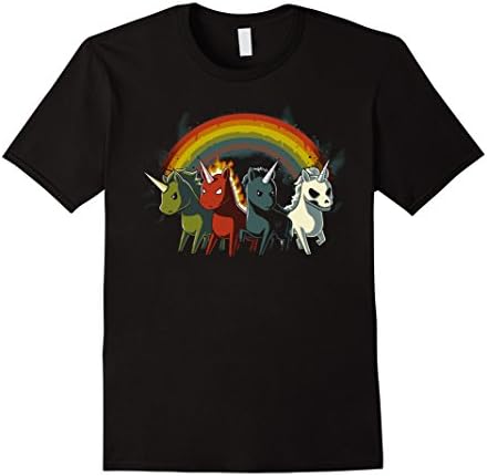 Men's Four Unicorns Of The Apocalypse T shirt XL Black