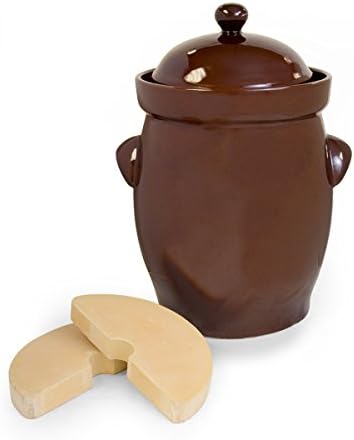 TSM Products Round Polish Fermentation Crock, 20 L, Burnt Sienna