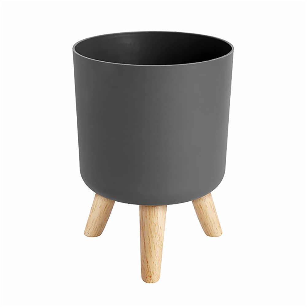 Hausdec Modern Plant Pots with Wooden Legs Holder Bedroom Living Room Floor Standing Potted Flower Pot Home Garden -1