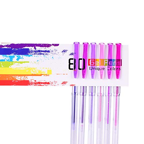 Dailyart 80 Glitter Gel Pens Set,80-Piece Unique Color Glitter Pens, Rare Colors Perfect for Adult Coloring Books, Journals, Drawing, Painting and Writing