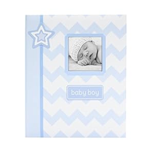 Lil Peach Chevron Baby Memory Journal Book, Baby Keepsake Journal, Blue