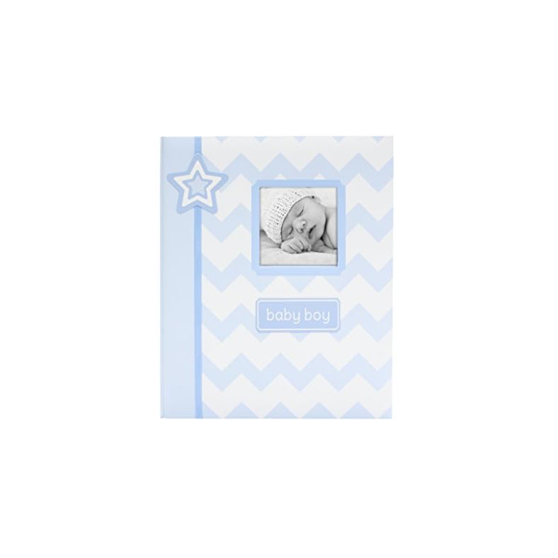 Lil Peach Chevron Baby Memory Journal Book, Baby Keepsake Journal, Blue