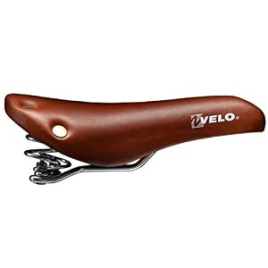 Velo Brown, Vintage Bicycle Saddle with Coil Spring and Rivets