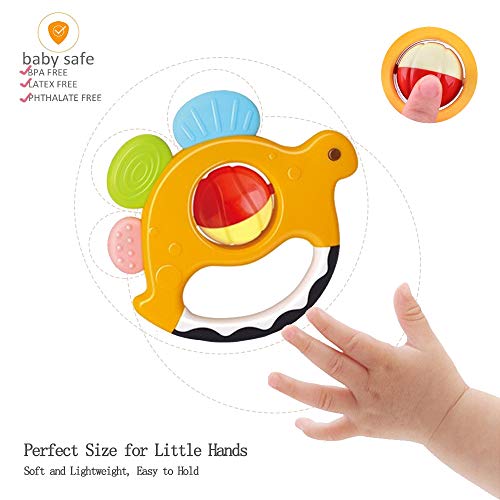 Yiosion Baby Rattles Sets Teether, Shaker, Grab and Spin Rattle, Musical Toy Set, Early Educational Toys Gift for 3, 6, 9, 12 Month Baby Infant, Newborn