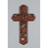 Dicksons Lord's Last Supper Woodgrain Carved 12 Inch Resin Wall Cross