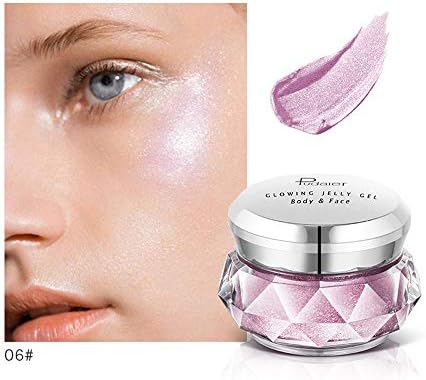 Cream Foundation Shimmer Highlighter Cream Illuminate Concealer, 8 Colors Face Glow Eyeshadow Waterproof Jelly Gel Highlighter Makeup Concealer Lightweight Cosmetics (F)