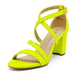 DREAM PAIRS Women's Neon Lime Nubuck Open Toe Cross