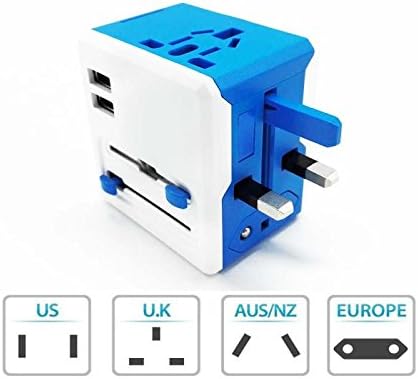 International Power Adapter (UK EU US AU) with Dual USB Charging Port&amp; Wall AC Power Outlet Plugs