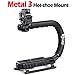 Zeadio Video Action Stabilizing Handle Grip Handheld Stabilizer with Metal Triple Shoe Mount for Canon Nikon Sony Panasonic Pentax Olympus DSLR Camera Camcorder primary